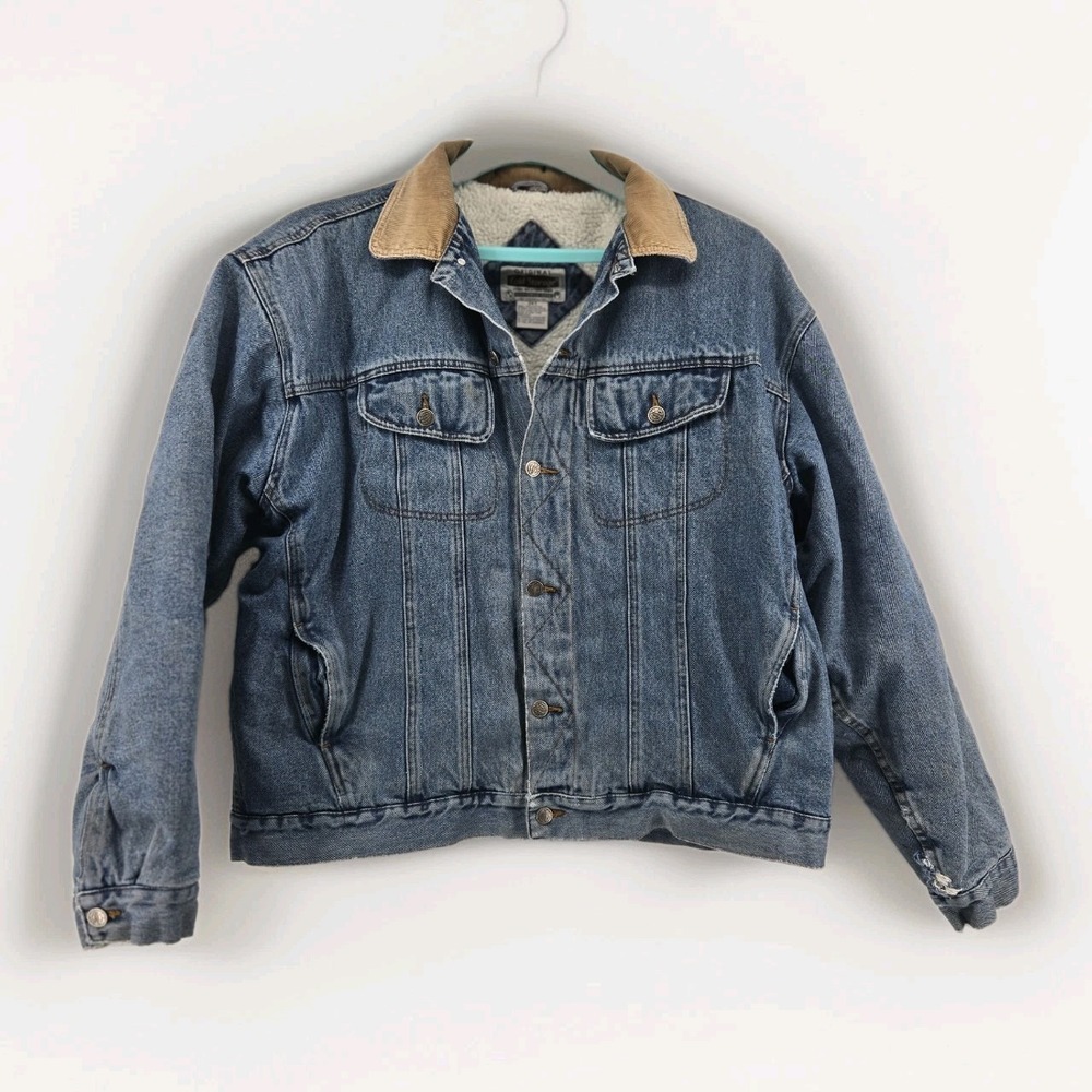 Denim Cold Storage Corduroy Collar Men's Size 3XT Blue Jean Jacket Vintage
